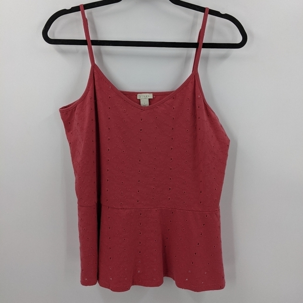 Junior's HINGE Eyelet Peplum Cami Tank Top